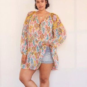 Anthropologie MAUREEN Babydoll Oversized Tunic Mini Dress Plus 3X Pre-Owned
